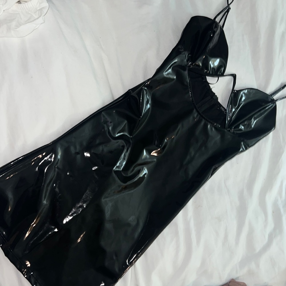 Black leather dress, S